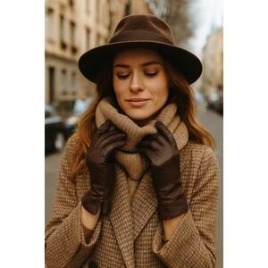 VTG Genuine Leather Gloves Md Old Money Cabincore Classic Brown Academia Preppy